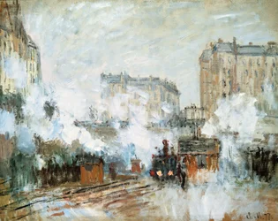 Exterior de la Gare Saint-Lazare, Llegada de un Tren, 1877